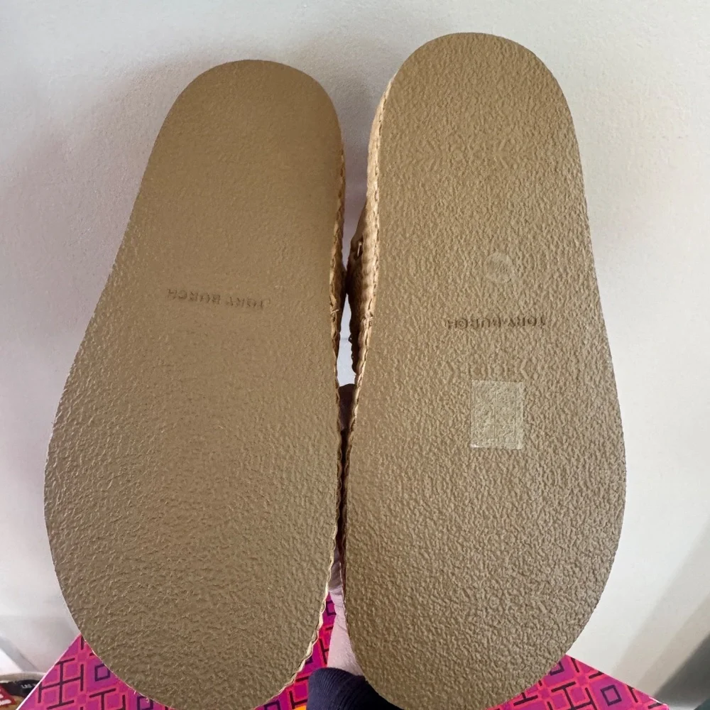 NEW IN BOX Tory Burch Kira Sport Sandal Natural Raffia Havana Sand Platform 8.5 - Picture 6 of 12
